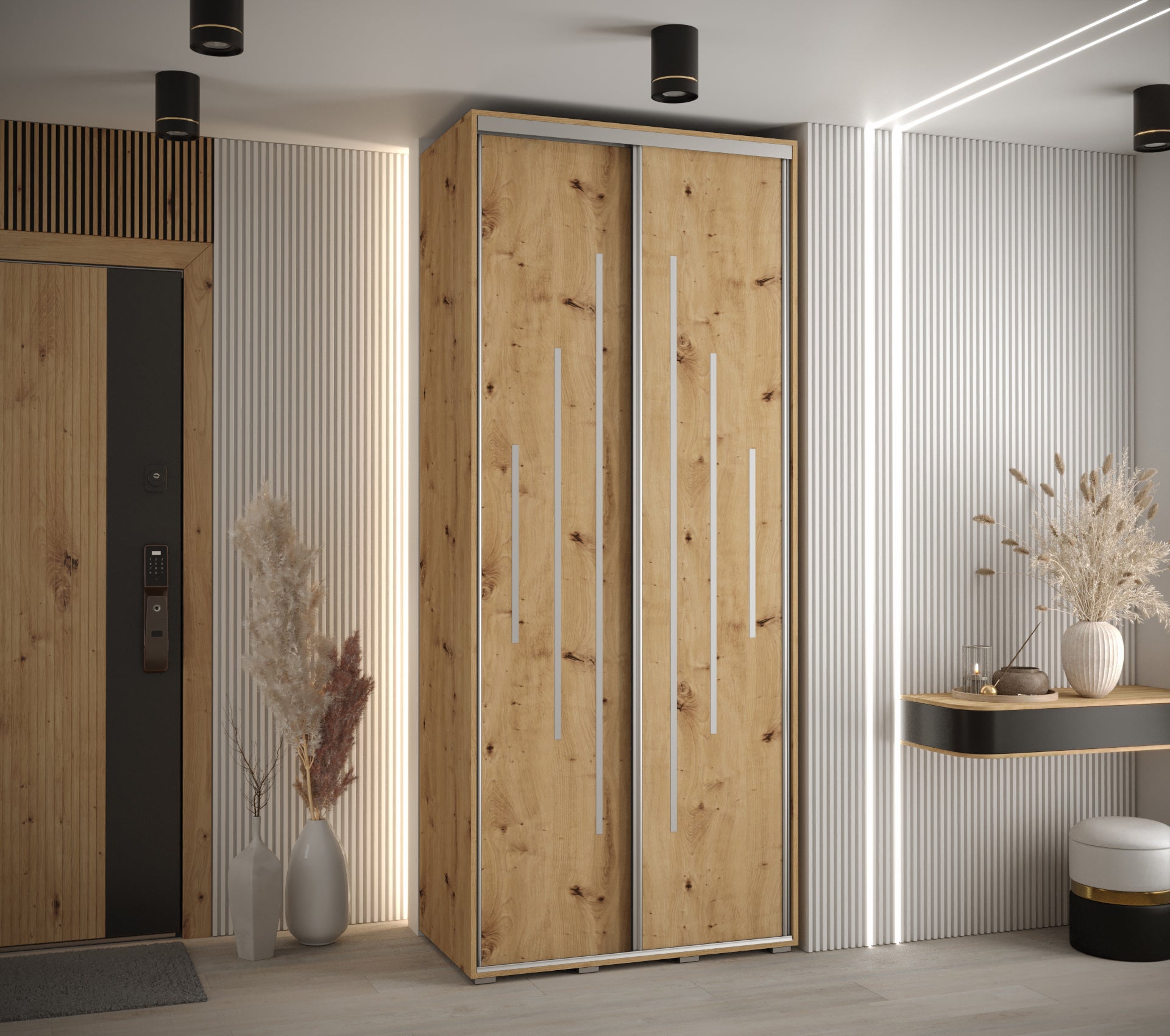 Szafa przesuwna wysoka Davos 12 120 x 45 x 235,2 cm artisan + artisan + u. srebrny - Abiks Meble - 2