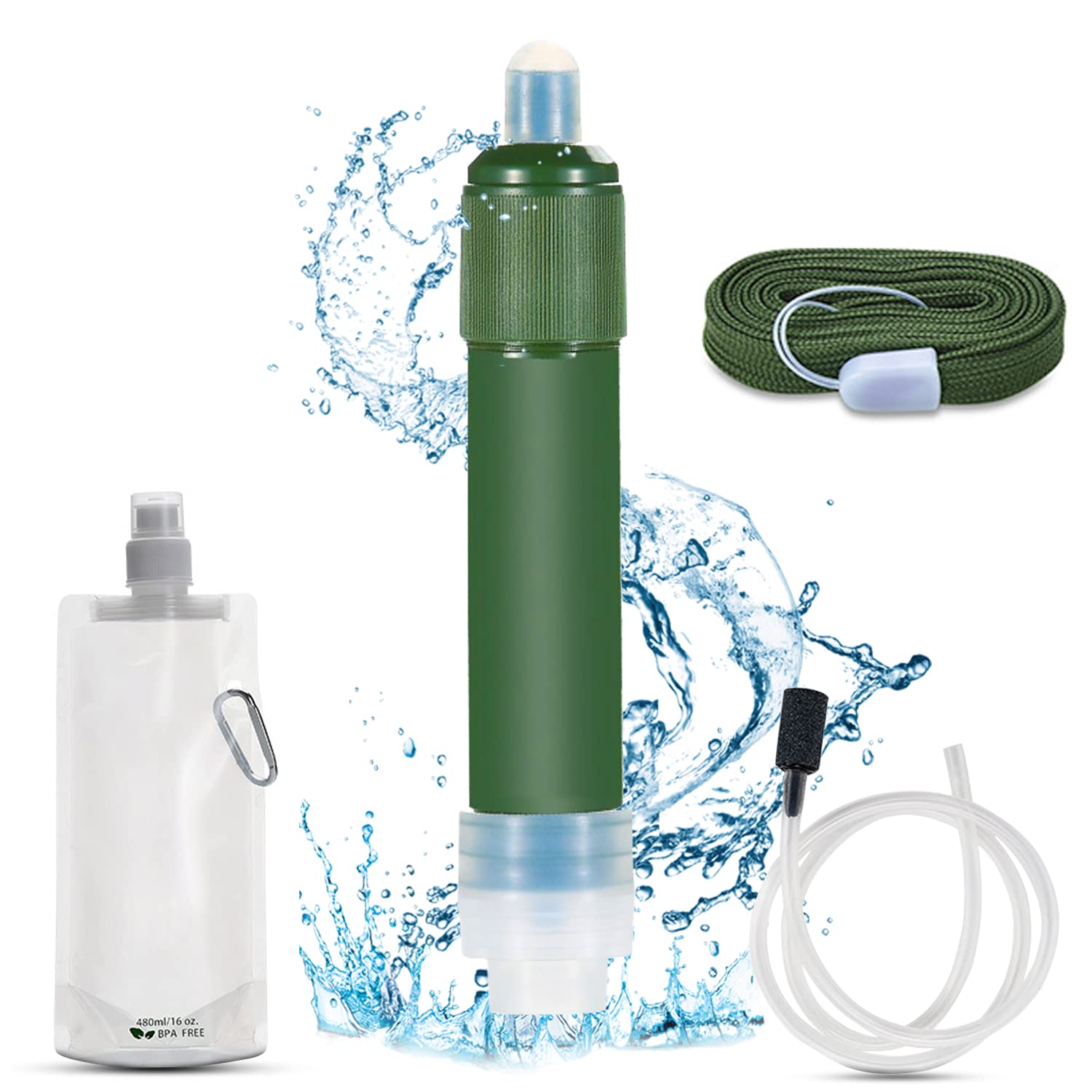 Filtro De Agua Portátil Para Camping - Purificador De Supervivencia, 17,5 Cm, Material ABS/PE, Ideal Para Senderismo Y Emergencias
