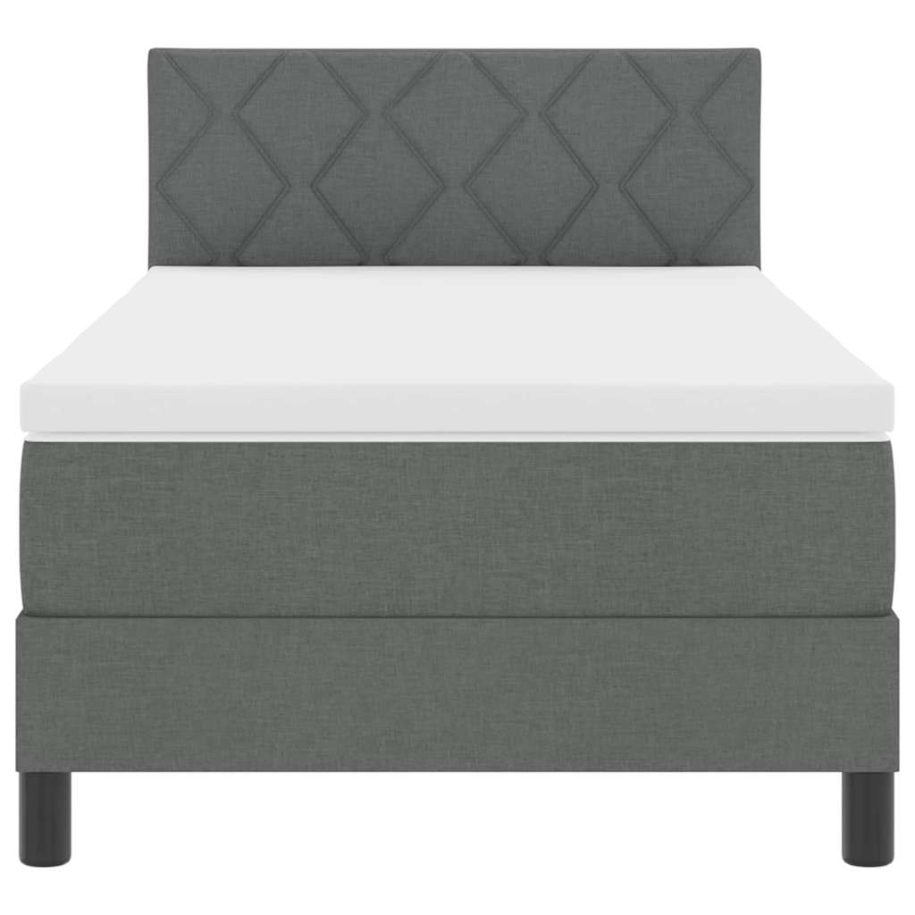 Cadre de lit avec matelas Gris foncé 90 x 200 cm tissu - 8