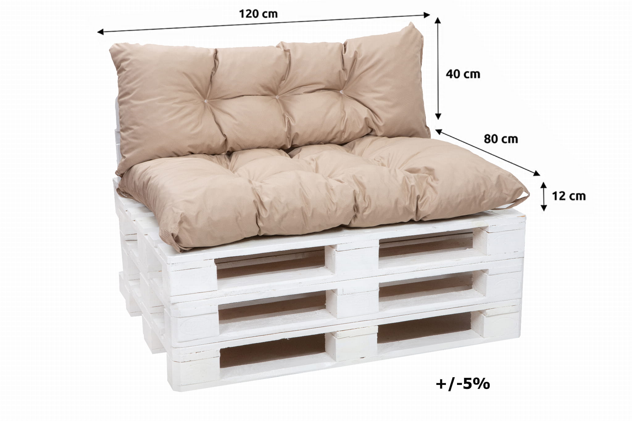 Set coussins pour palettes 120x80 avec dossier 120x40 beige – coussins canapé extérieur, matelas de palettes pour terrasse et jardin - 2