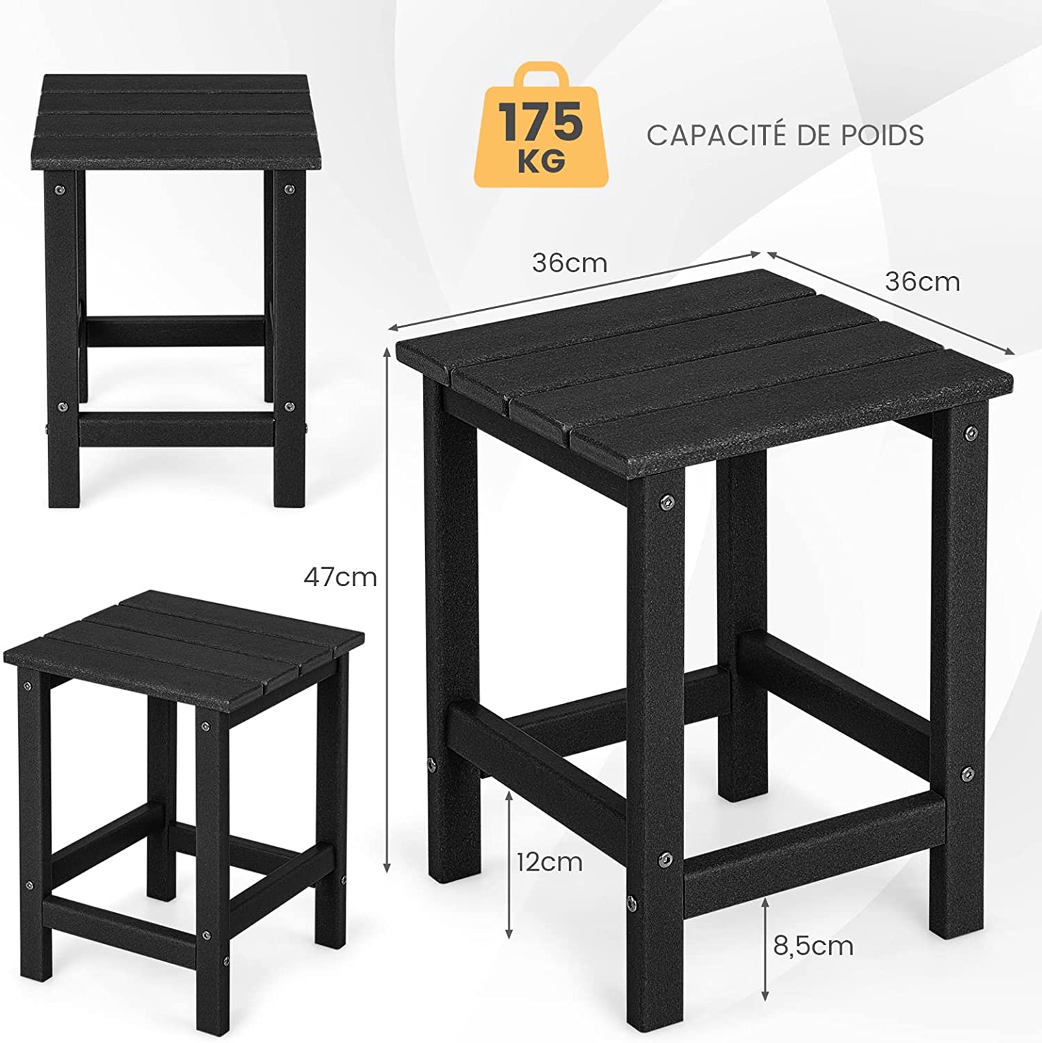 Tavolino da Giardino Quadrato per Esterno, Tavolo Adirondack in HDPE Resistente alle Intemperie, per Interno ed Esterno Patio, Portico, Giardi - 4