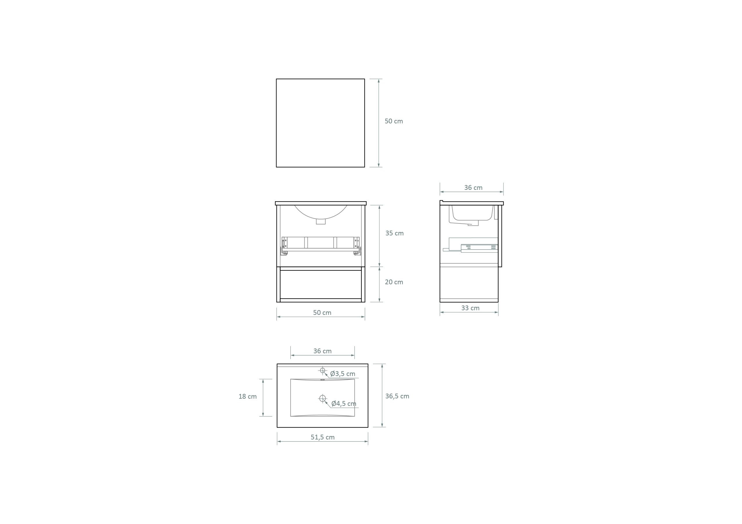 Ensemble de meubles de salle de bain Alcatraz Avantarea FORLET 50 cm + lavabo + miroir - 6