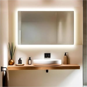 Specchio da bagno led 80x60 cm con cornice esterna Bianca