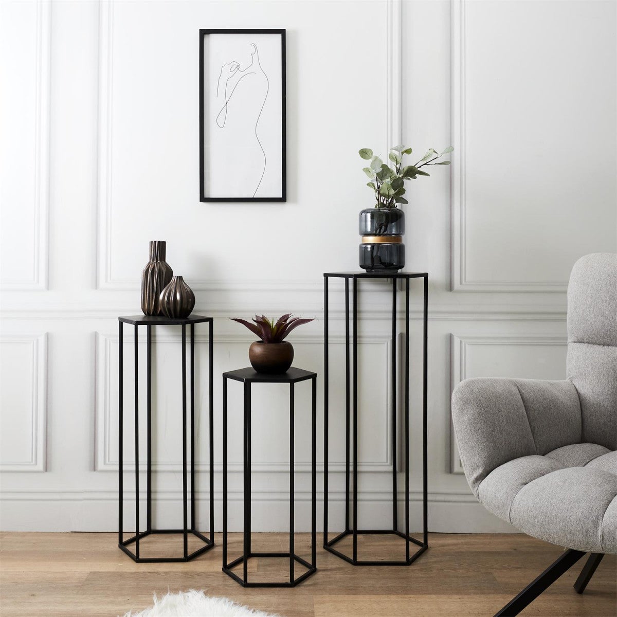 RAZZA - Lot de 3 Sellettes Gigognes Métal Noir - 2