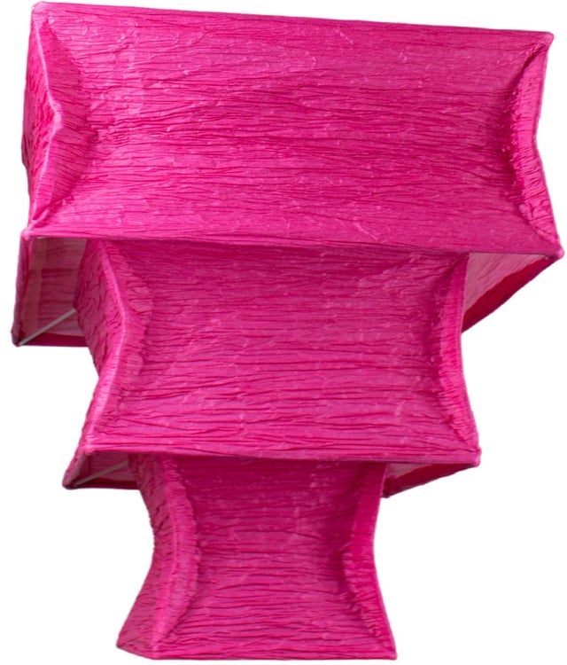 Suspension carree tissu crepon rose fushia luminaire plafond zen
