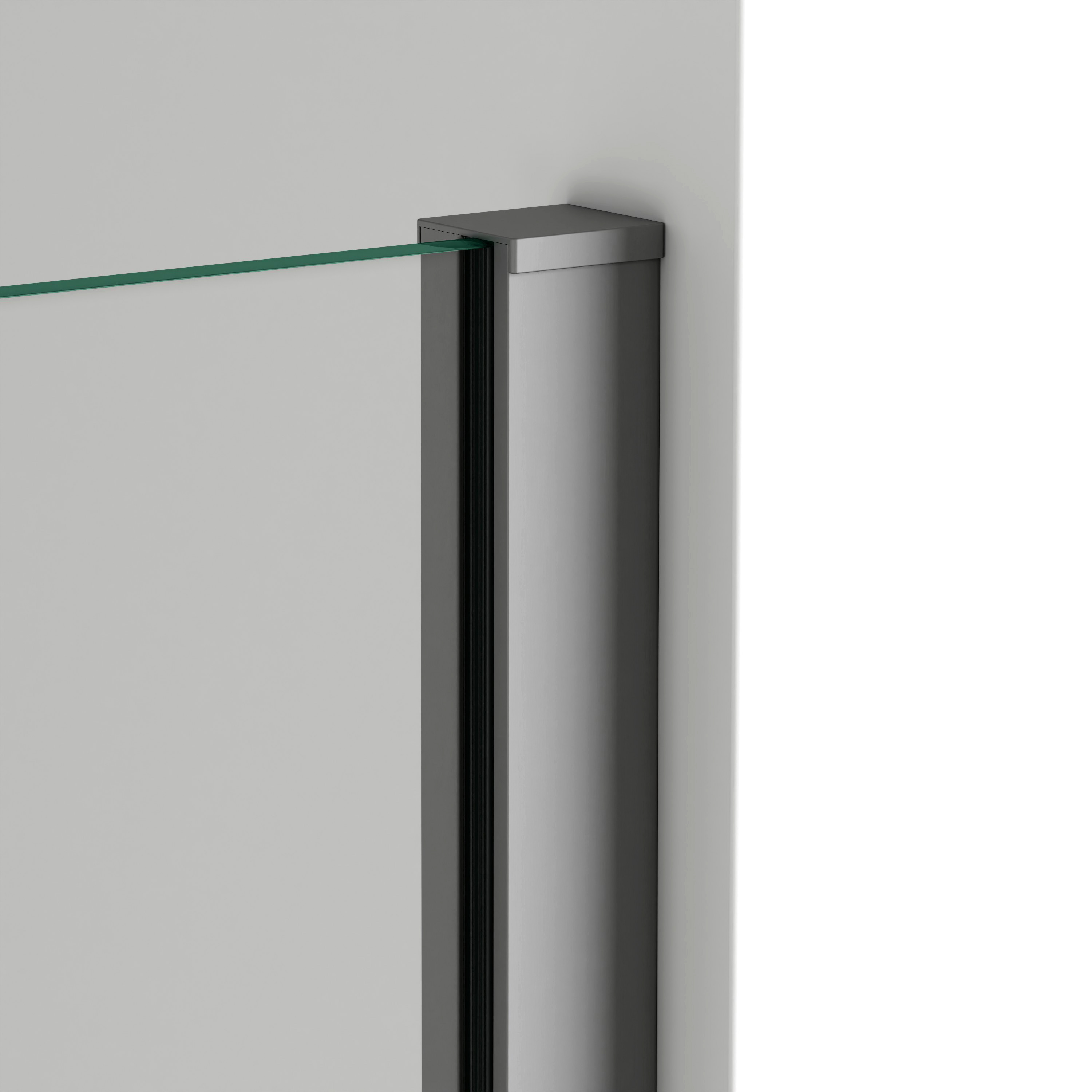 BELLOBATH - Mampara de ducha frontal panel fijo - Transparente - Perfilería Gunmetal - Ancho adaptable 88-90 cm - Alto 195 cm - 3