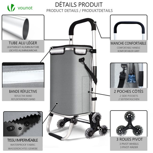Andersen - Carrello da spesa Royal con borsa Hydro nero, volume 60 l, tasca isotermica, telaio in alluminio e ruote pneumatiche Andersen - Carrello da spesa Royal con borsa Hydro nero, volume 60 l, tasca isotermica, telaio in alluminio e ruote pneumatiche