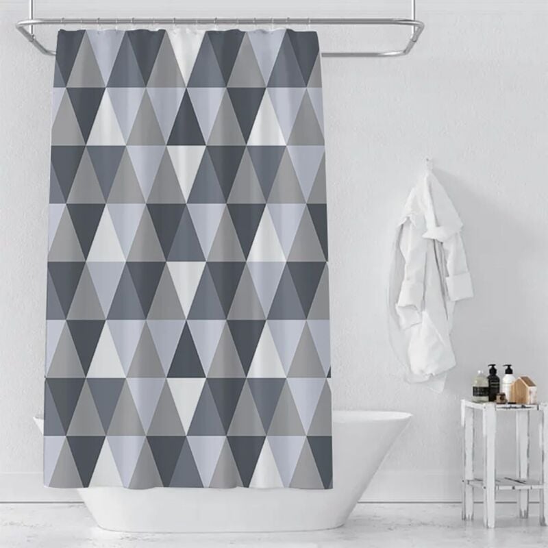 Tenda da doccia impermeabile in poliestere, lavabile in lavatrice, con 12 ganci, 240 x 200 cm, a quadri bianchi | Leroy Merlin