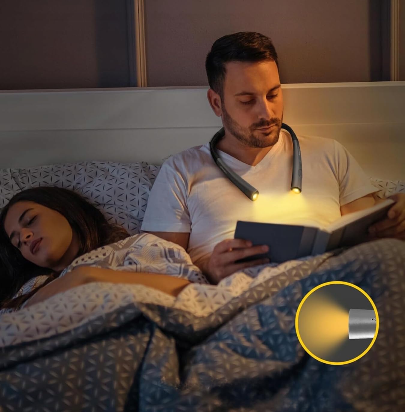 Akumulatorowa lampka nocna, 3 kolory, giętka i zginana, LED, ładowana przez USB, srebrna