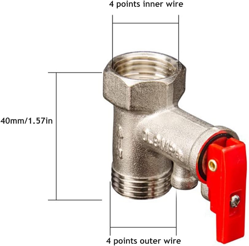 Válvula de alívio de pressão do aquecedor de água - Válvula de segurança em latão niquelado, 0.8 MPa, proteção ideal para o seu aquecedor de água - 2