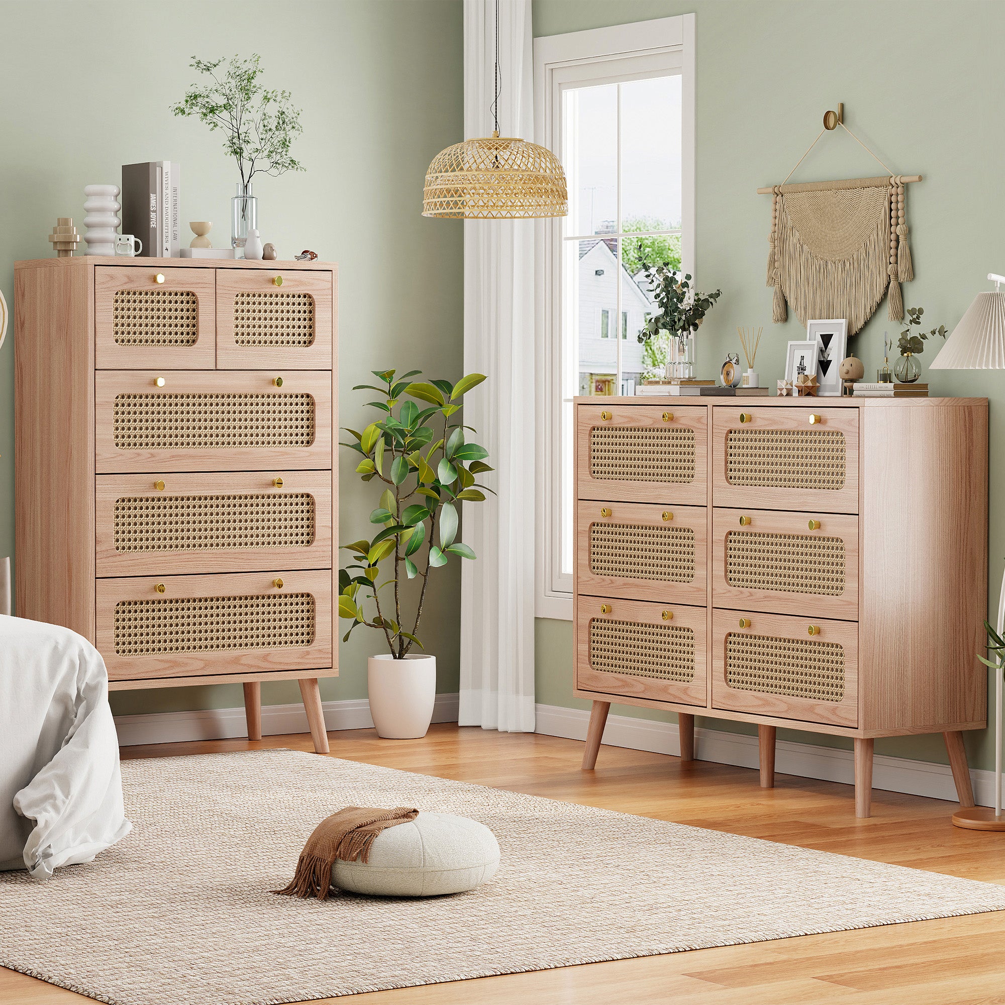 Commode 6 tiroirs, Commode Chambre pour Enfant et Adulte, Meuble de Rangement, Meuble Rangement pour Salon, Chambre, Entrée, 100x34x73cm, Naturel - 8