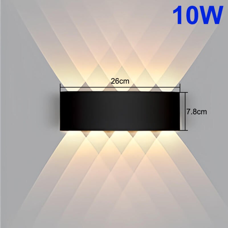 Kinkiet wewnętrzny LED 10W, aluminium w kolorze czarnym - światło w górę i w dół, odpowiednie do salonów, sypialni i korytarzy - ciepłe światło.