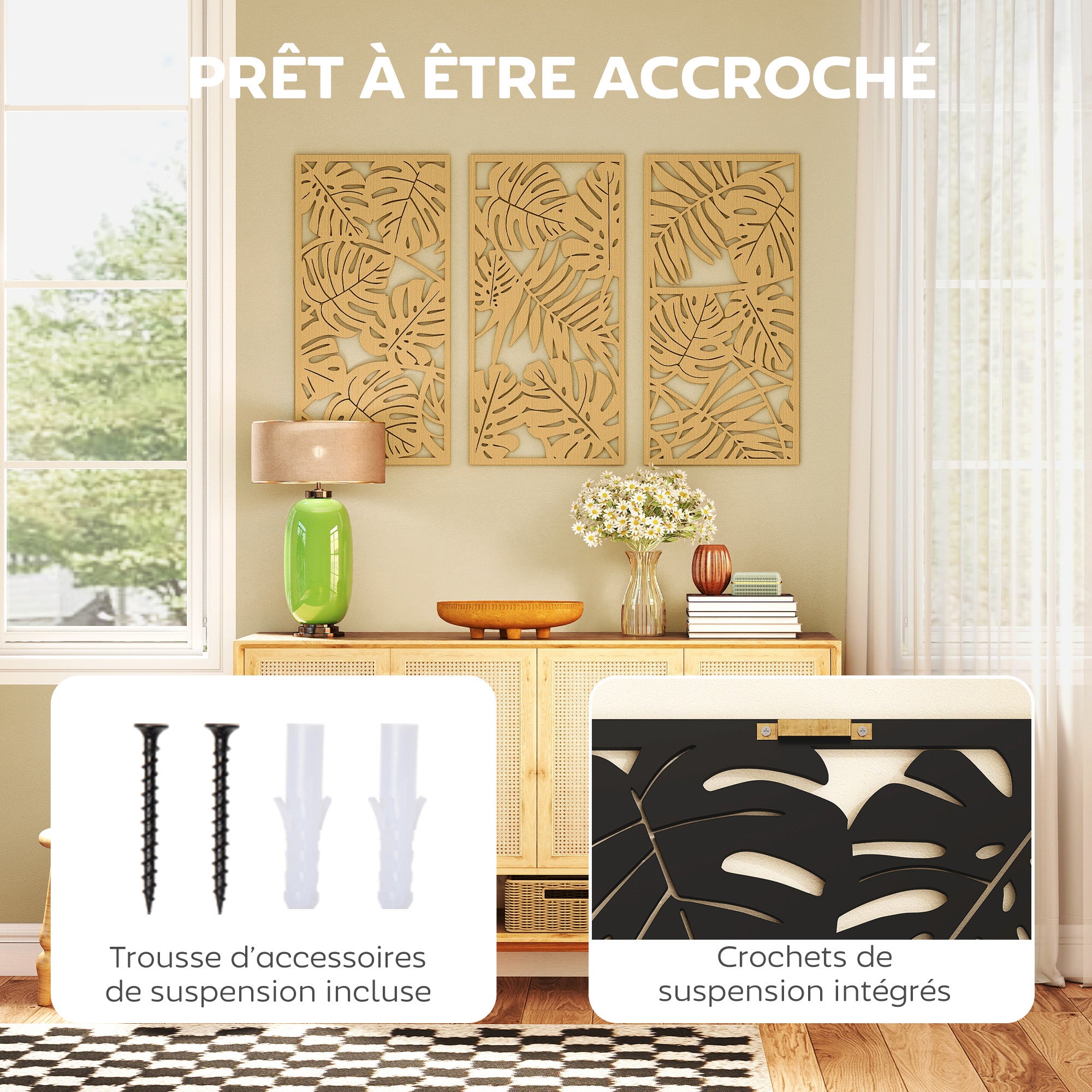 Décoration murale en bois MDF HOMCOM - 5