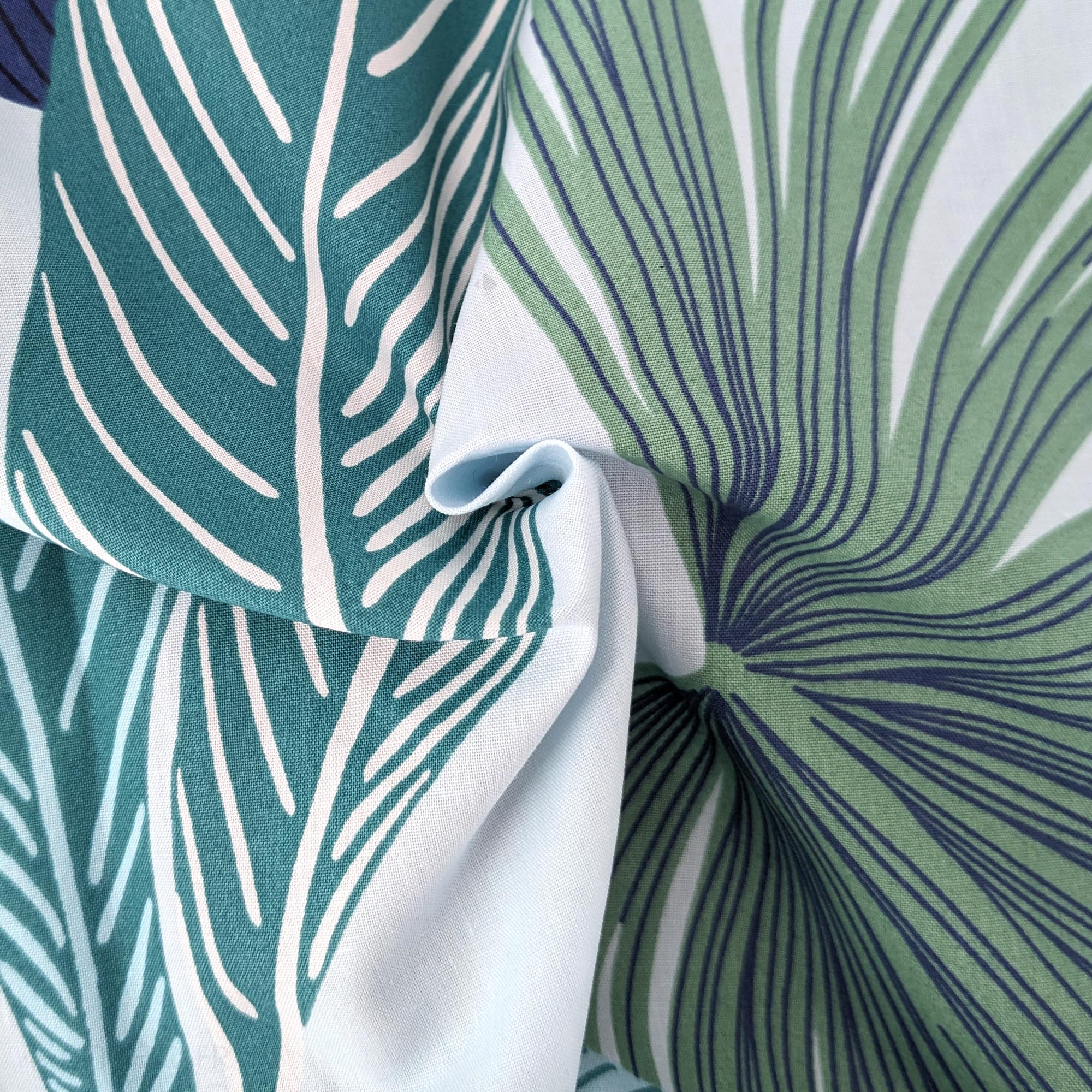 Drap plat 240x310 cm percale de coton MOOREA PACIFIC bleu/vert - 4