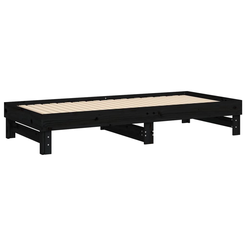 Lit coulissant sans matelas noir 2x(100x200) cm vidaXL - 8