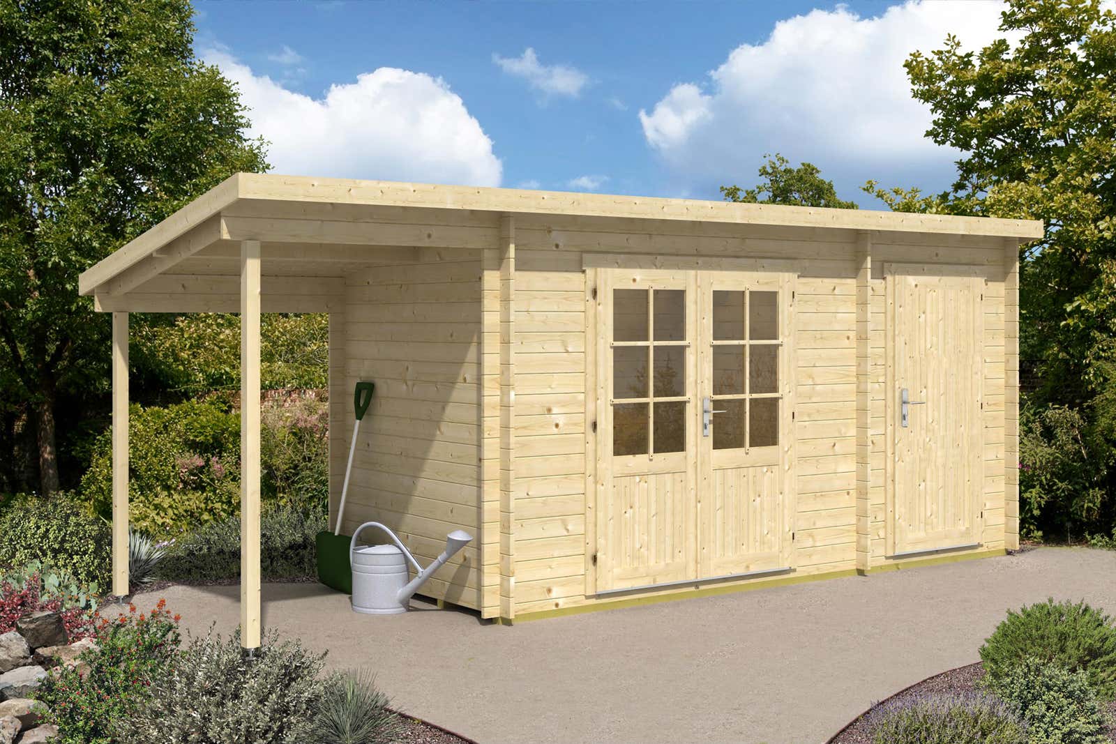 Abri de jardin Martine-28 avec toit monopente, 6x2.3m dim. ext. (cas