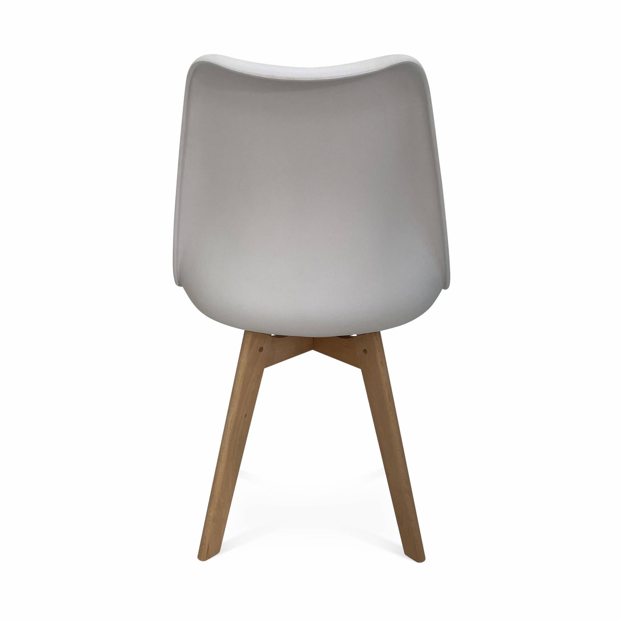 Set di 4 sedie scandinave imbottite, con gambe in legno per sala da pranzo, Bianco - 4