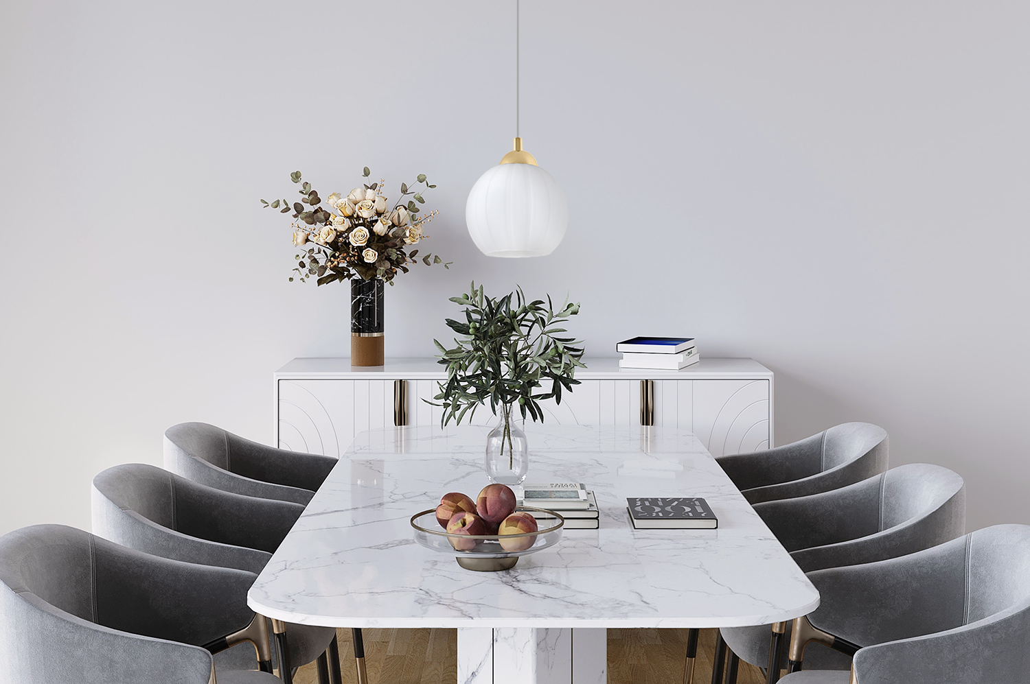 Lampa sufitowa wisząca Costa loft 1xE27 klosz kula biały/złoty Light Home LH - 3