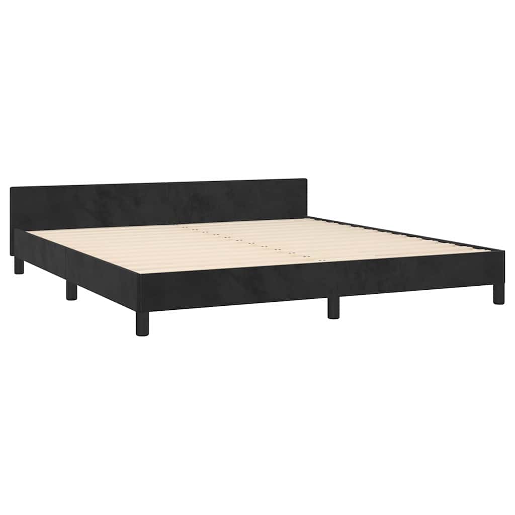 Cadre de lit sans matelas, velours noir, pour la chambre, 160 × 200 cm - 4