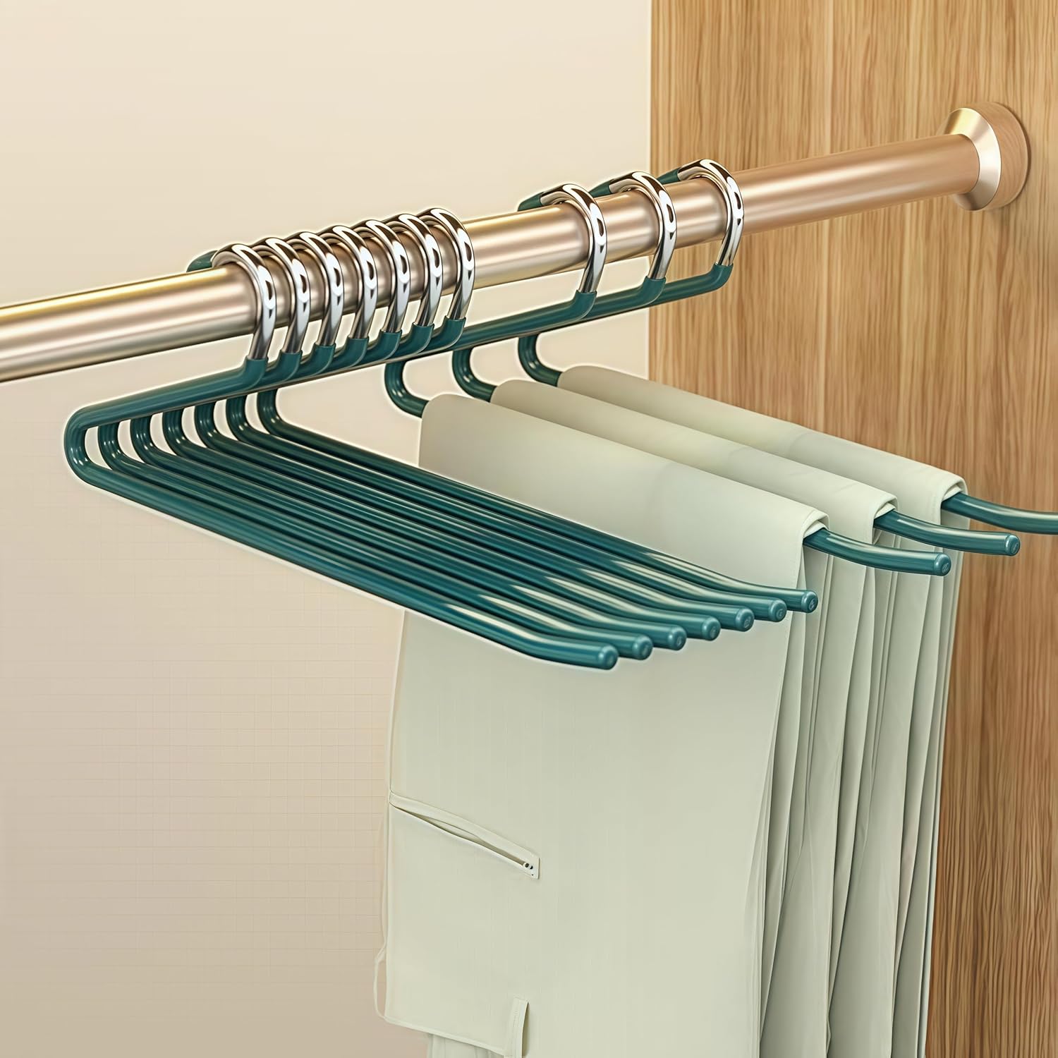 10 Grucce Per Pantaloni In Metallo Con Clip Antiscivolo, 17 Cm, Cromate, Ganci Per Gonne E Sciarpe, Salvaspazio