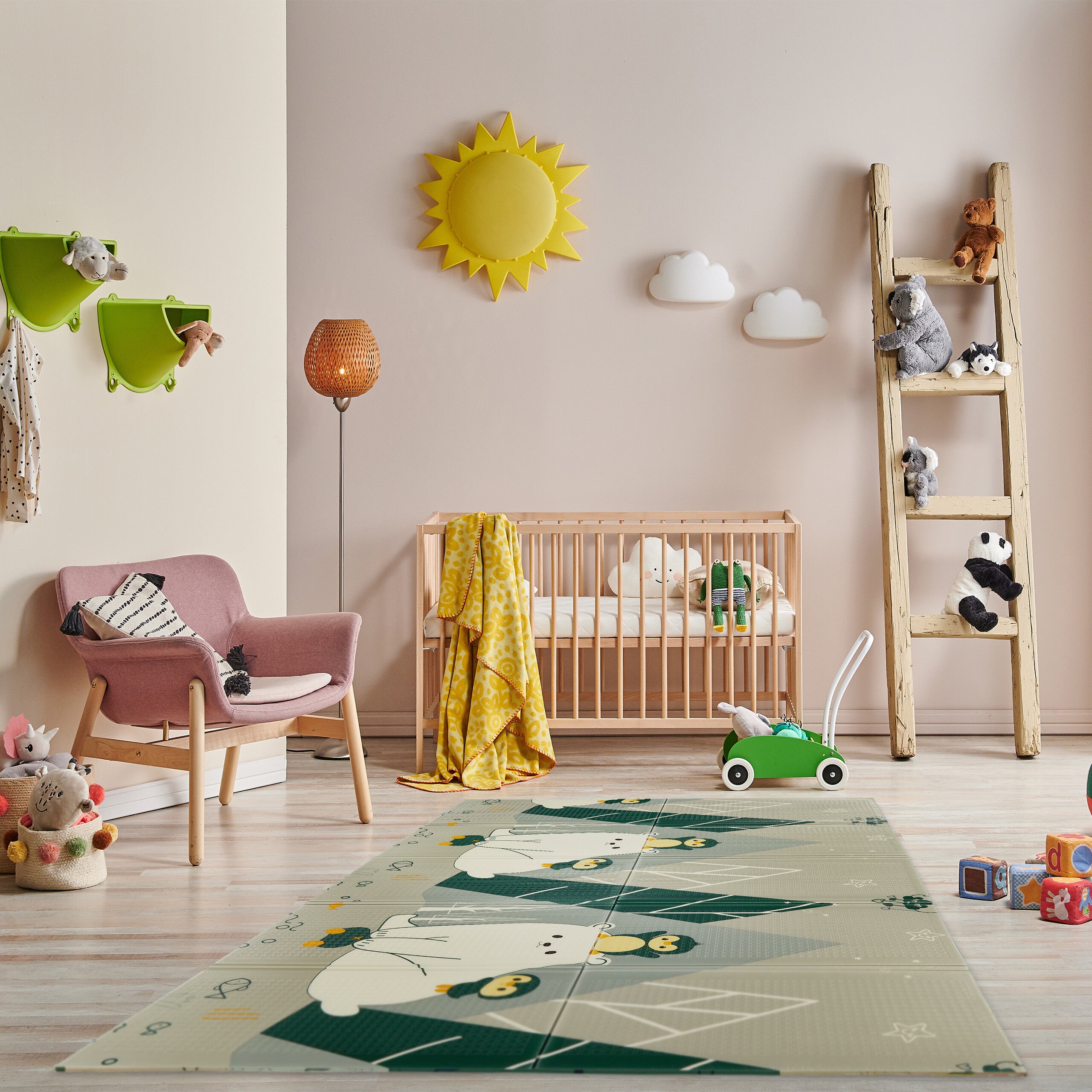 IFCOW Tappeto A Forma Di Foglia Per Cameretta Bambini - Tappetino Gattonamento In Cotone 127x115 Cm Lavabile - Cuscino Decorativo Morbido