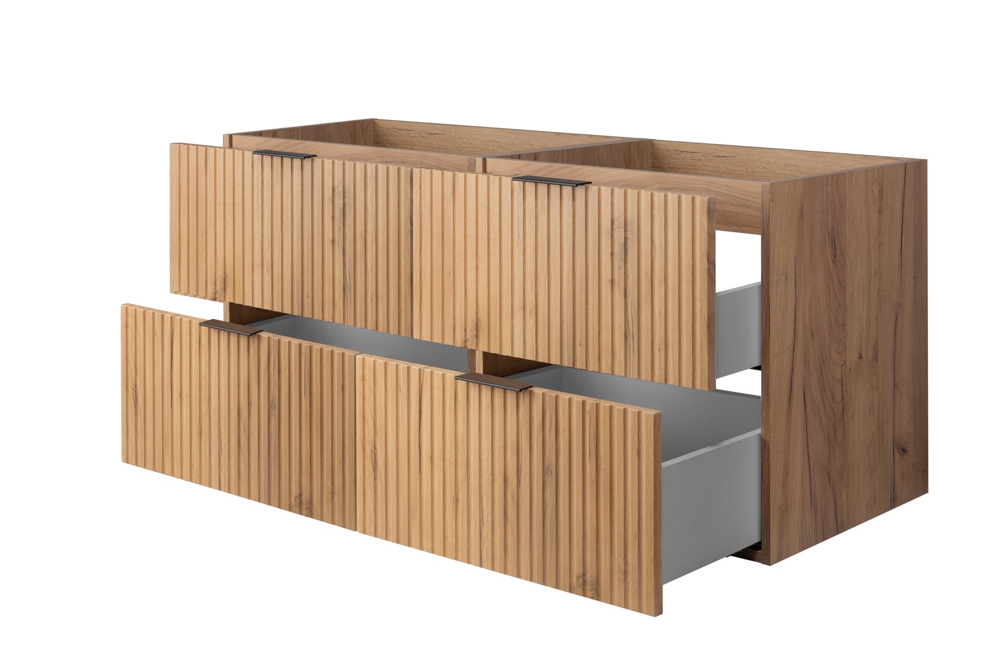 Meuble sous vasque FLOW CHÊNE 160 cm avec 2 x l'étagères - extensions et plan - 3