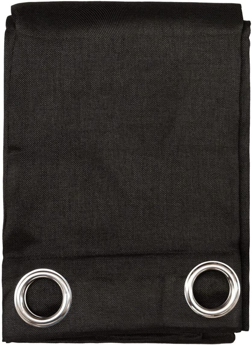 Tenda Porta Finestra Nero 140x280 cm Tessuto Intrecciato Semitrasparente Coprente Occhielli Acciaio - 3