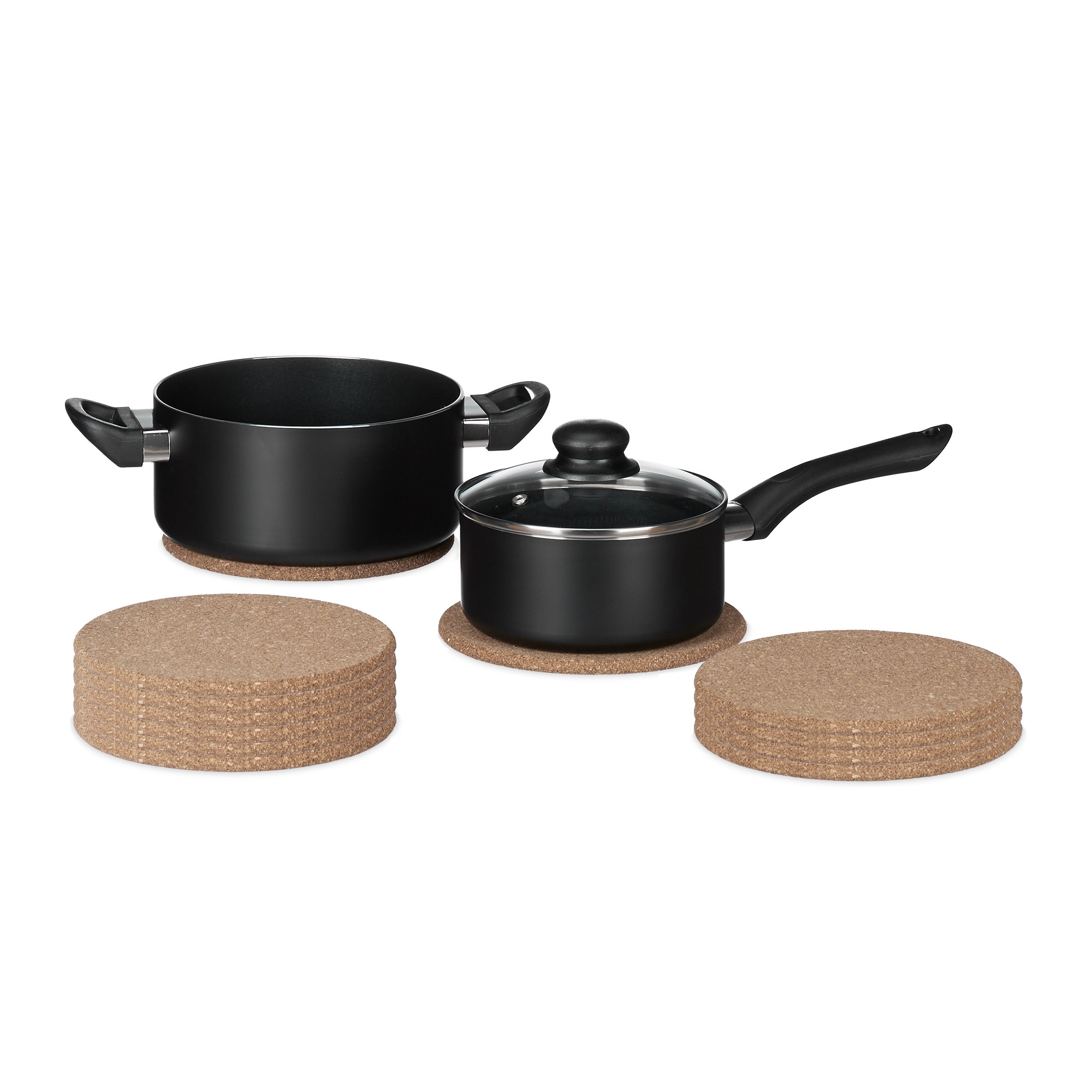 Set de 12 posavasos, salvamanteles para ollas y sartenes, redondos, resistentes al calor, 19 cm ø, marrón