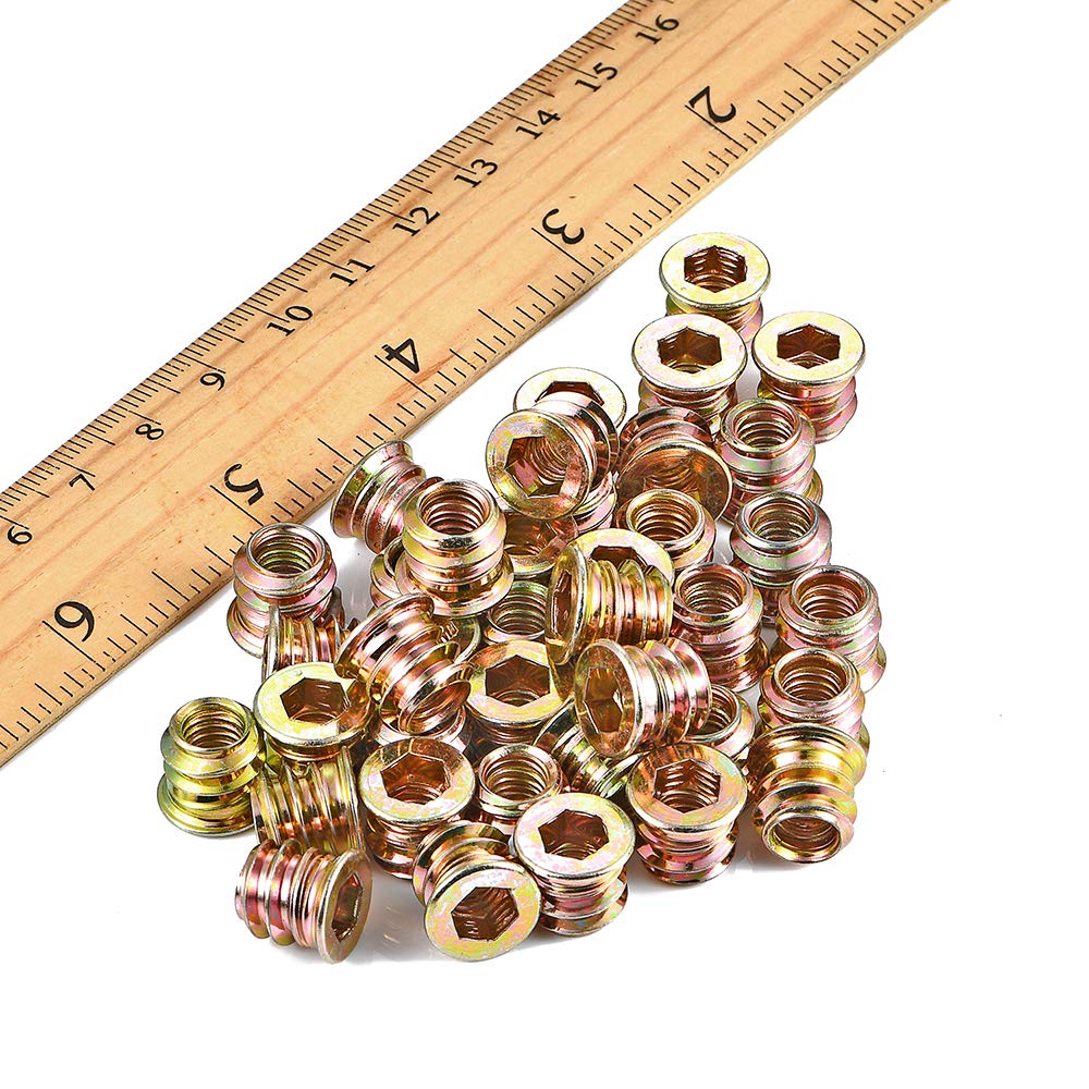 Inserts filetés pour vis à bois M8 x 15mm, écrous à bois hexagonaux (avec clé hexagonale), 40 pièces - 3