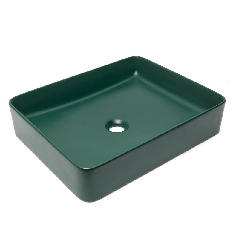 Infinitio lavabo sobre encimera 50 x 40 x 11 cm, sin rebosadero, verde oscuro mate (satinf5040dgem)