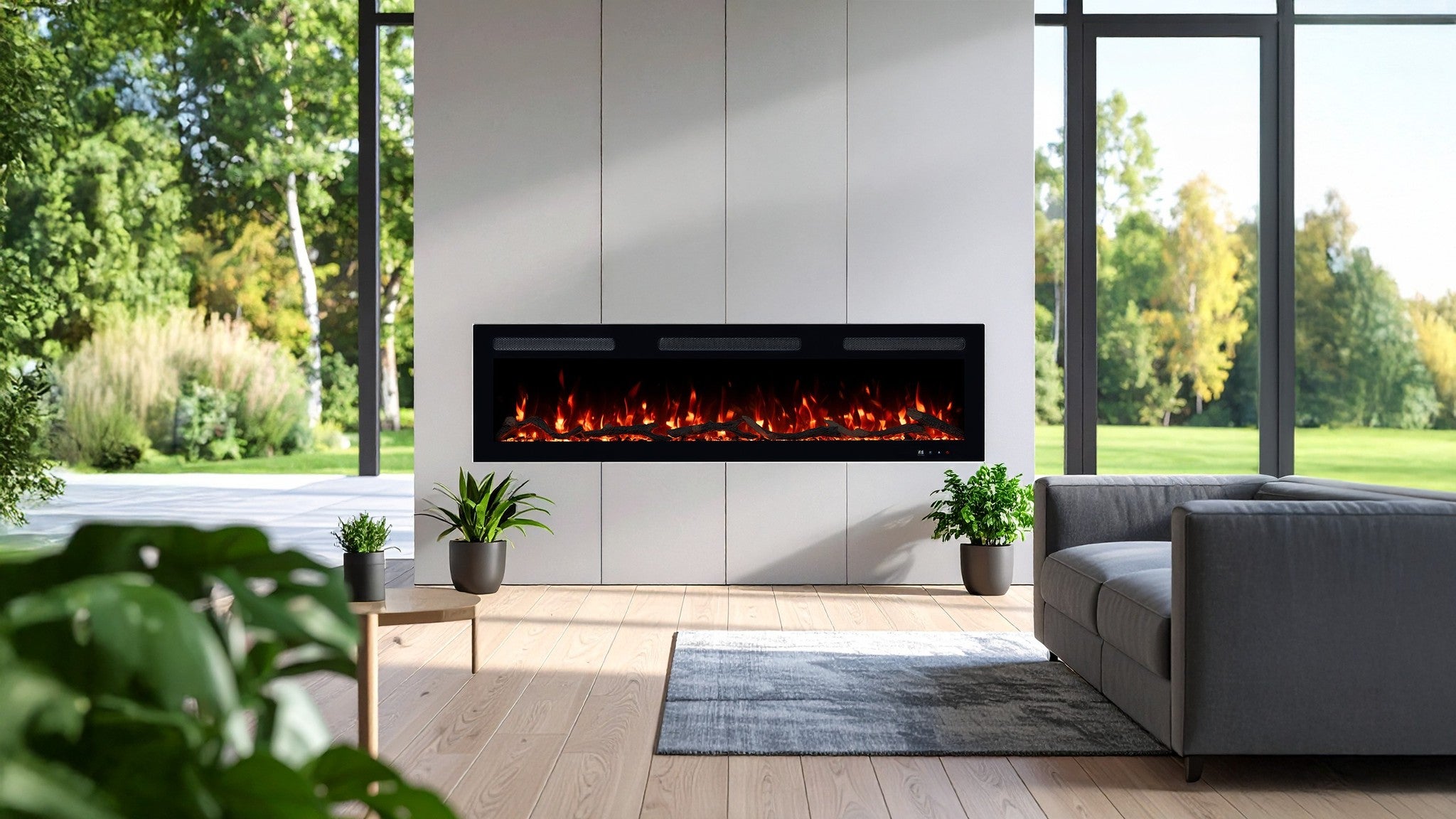 Cheminée électrique Emotion Flame Monarch 183 - feu premium - murale et encastrable - 183x13x35 cm - cheminée LED décorative avec chauffage 900/1800 W - 6