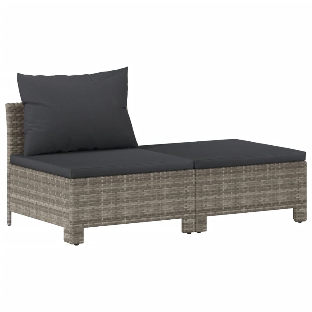 The Living Store - Salon de jardin 9 pcs avec coussins Gris Résine tressée - 6