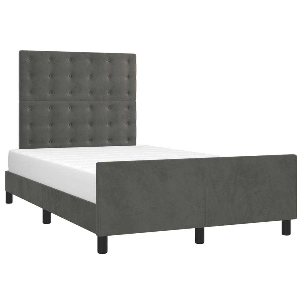 Cadre de lit sans matelas gris foncé 120 x 200 cm velours - 3