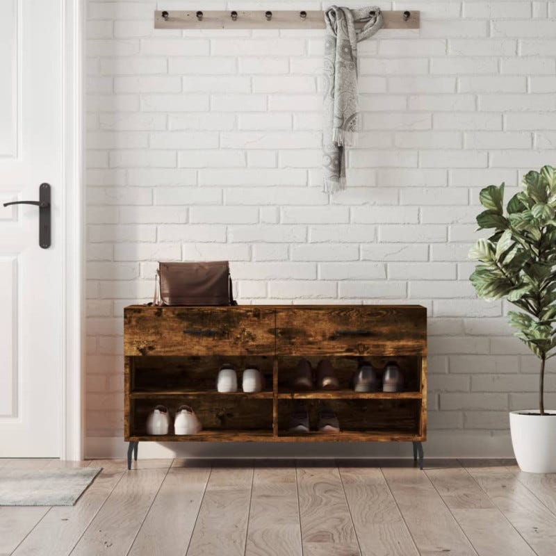 VidaXL Panca Porta Scarpe Rovere Fumo 102x35x55 Cm Legno Multistrato 77953392 VidaXL Panca Porta Scarpe Rovere Fumo 102x35x55 Cm Legno Multistrato 77953392