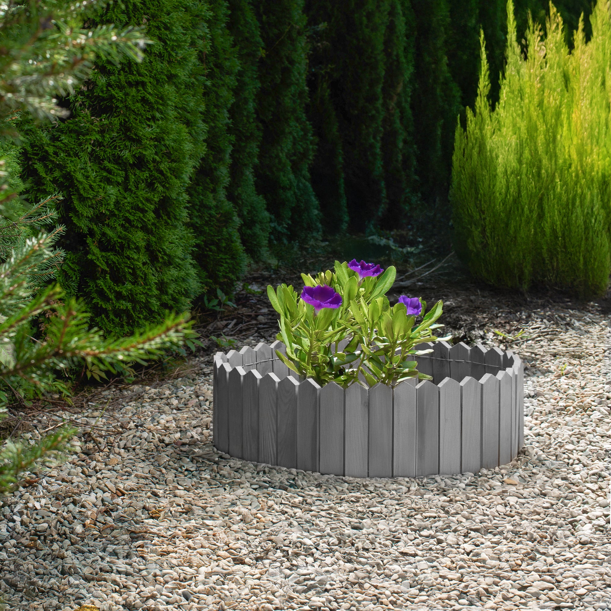 Rollborder lattes en bois | 10 cm de haut et 200 cm de long | Clôture en bois | Clôture parfaite comme bordure de jardin en osier | anthracite - 9