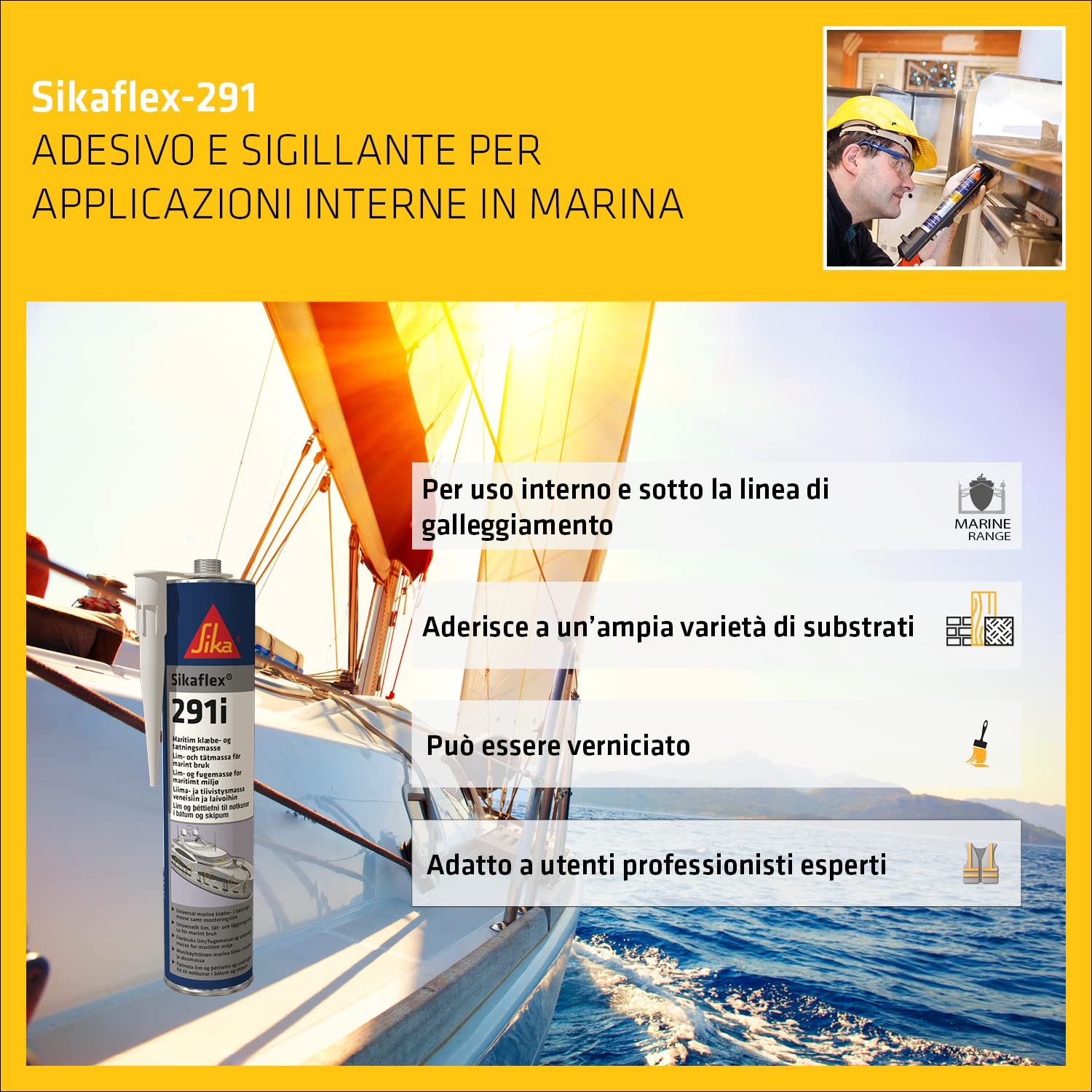 Colle mastic marine SIKA Sikaflex 291i - Blanc - 300ml - 4