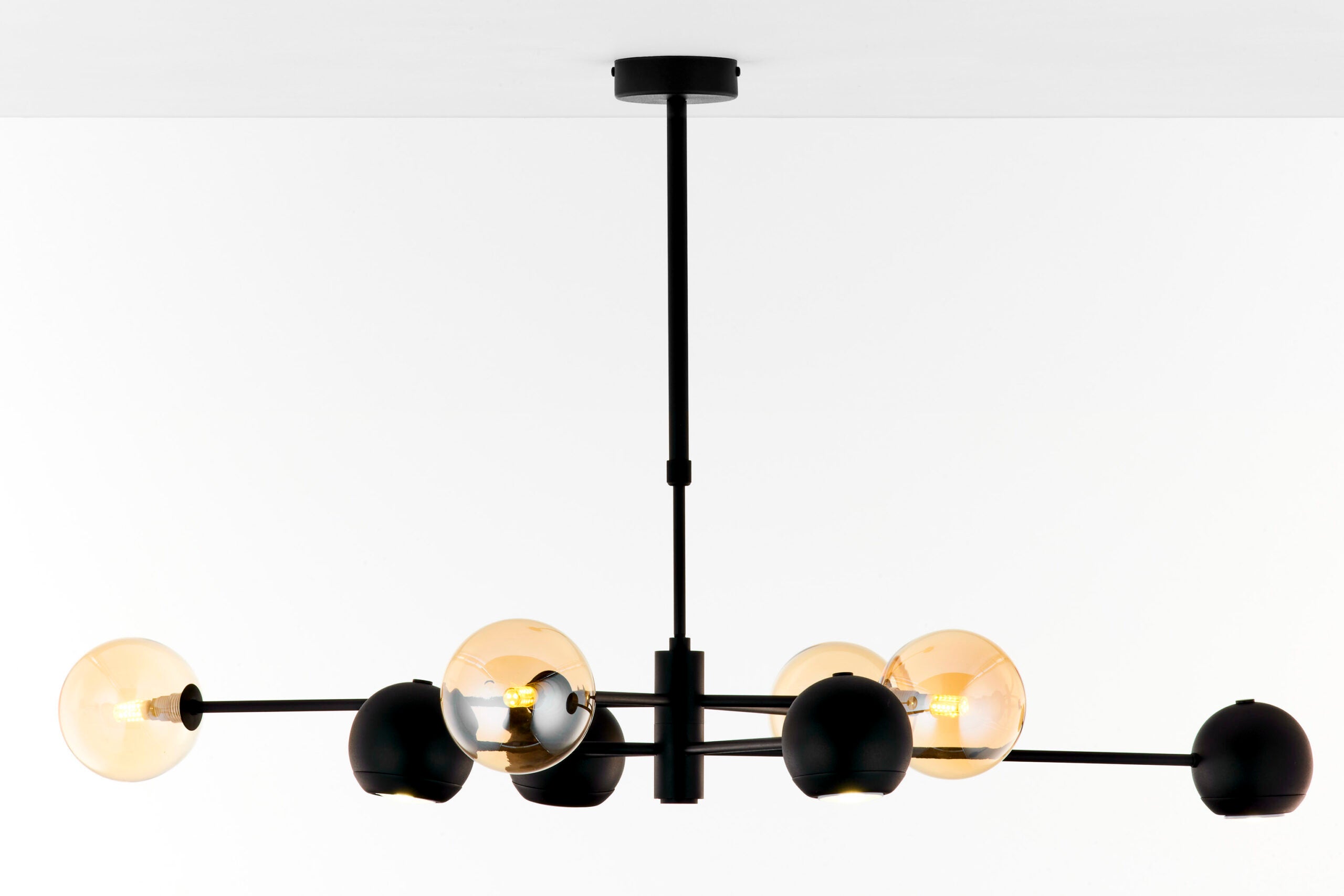 Lampa sufitowa MOKA czarna-bursztynowa 8xG9+GU10x10W metal wym:69x100x95,5cm IP20 Jupiter