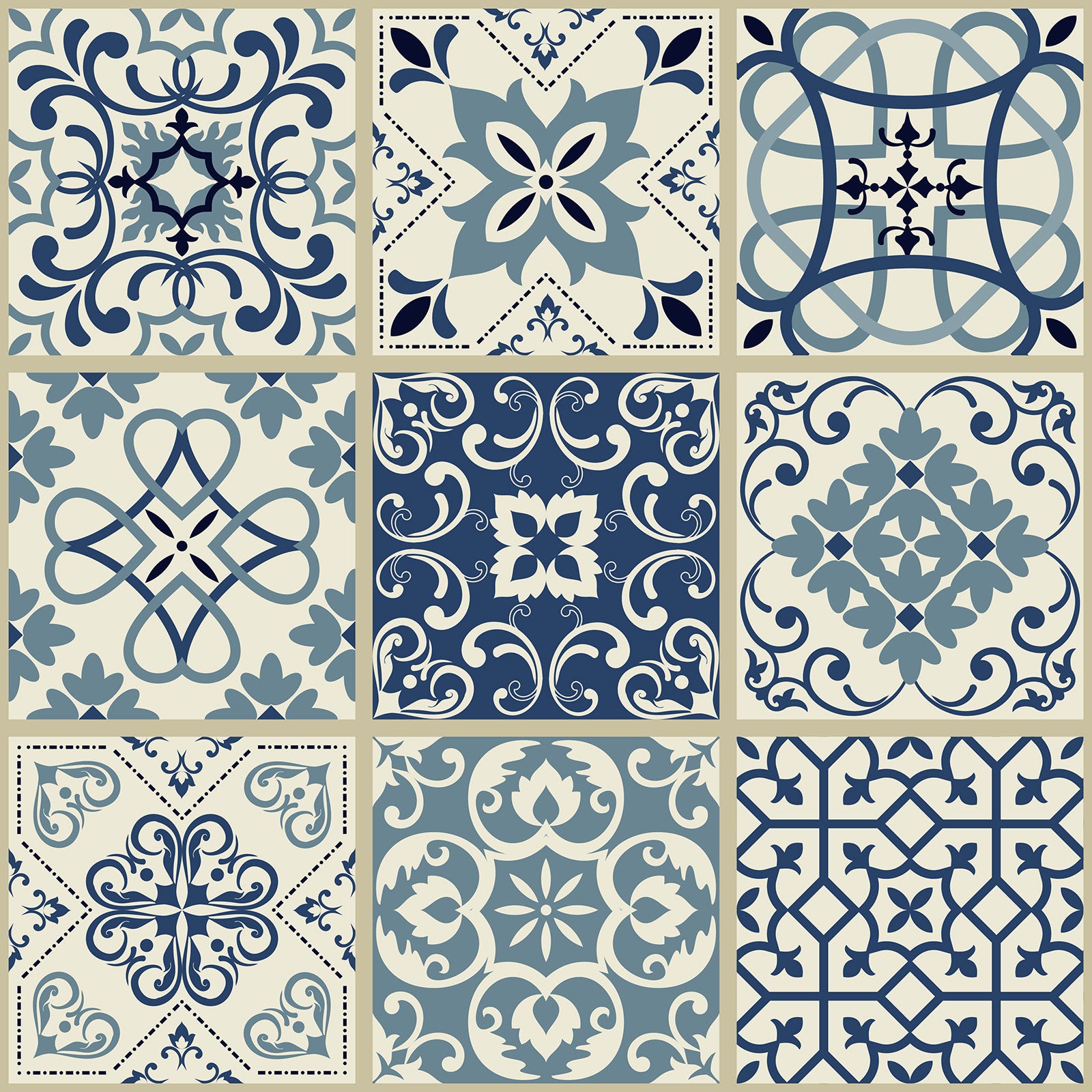 Crédence adhésive sticker décoratif pour cuisine - Effet carreaux de ciment - Adhésif + Protection MATE - 60x60 cm - 2