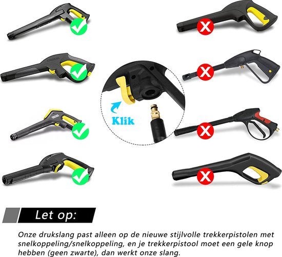 Remplacement du tuyau de nettoyant haute pression pour Kärcher K K2 K3 K4 K5 K6 K7 Série haute pression Nettoyer Click Click Connecteur rapide 10m - 8