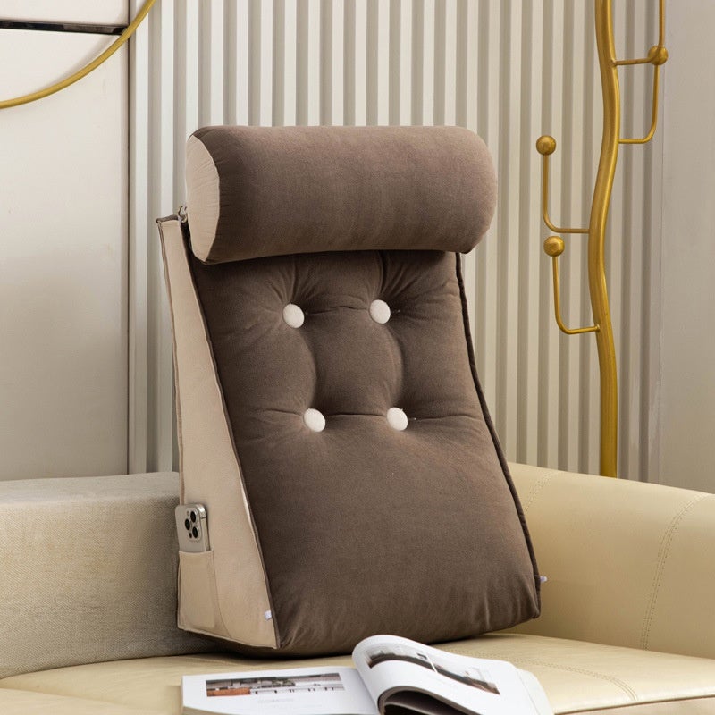 Coussin de dossier avec appui-tête, coussin décoratif, coussin de soutien lombaire, amovible et lavable (marron café, 45 x 55 x 25 cm (1 pièce)) - 6