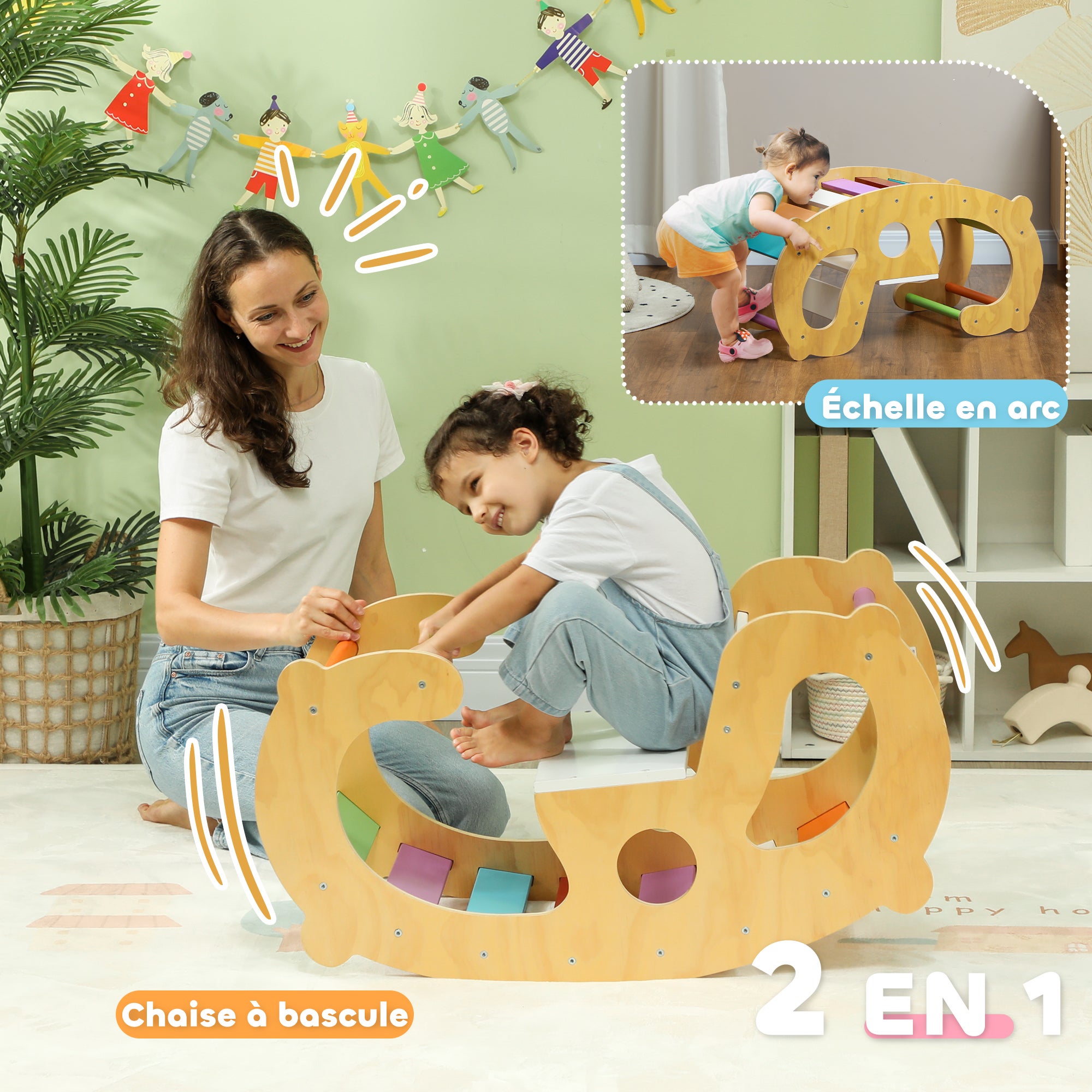 Arche d'escalade en bois multicolore AIYAPLAY - 4
