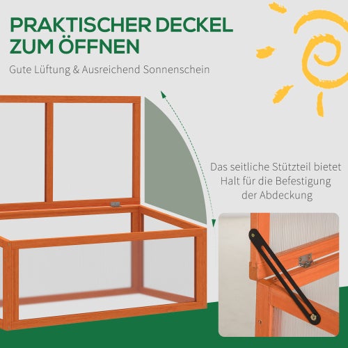 Mini Serre avec couverture en polycarbonate, en bois et orange, 90x46x40 cm – ComfortXL Outdoor Living - 5