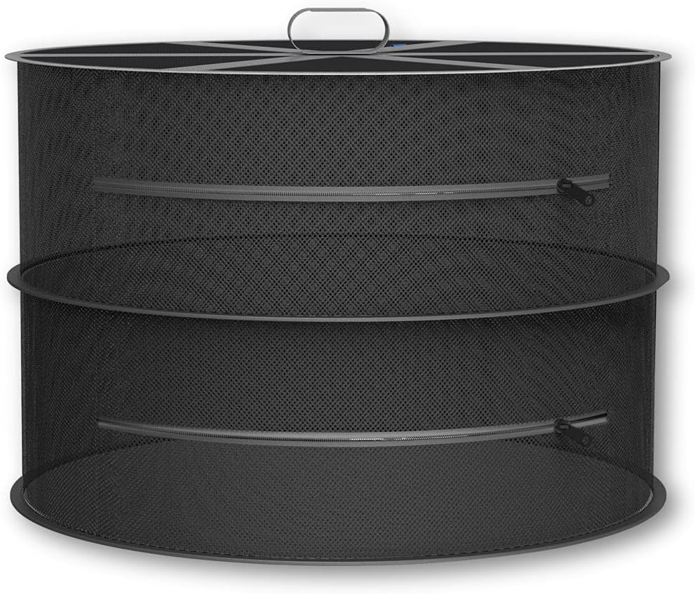 Wisząca suszarka do filetów, 2 warstwy, składana suszarka siatkowa 60 cm (czarna)