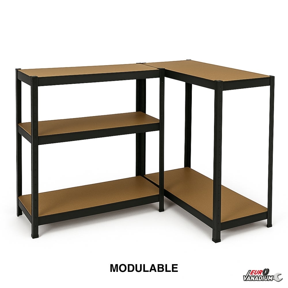 EURO VANADIUM - Etagère pour charges lourdes, 160 x 40 x160 cm, Capacité 640 kg - Etagère de rangement Modulable - Noir - 40 cm - Noir - 7