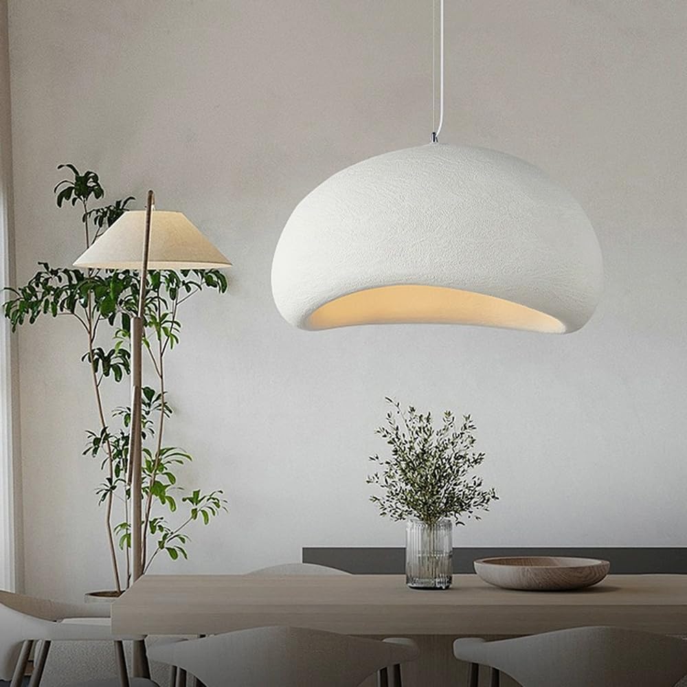 Lustre blanc E27 lustre de restaurant personnalité créative lustre de bar style wabi-sabi lampe de décoration de la maison - 4