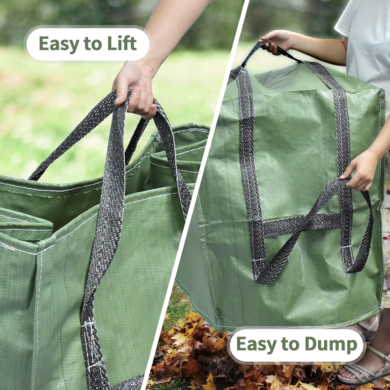 Lot de 2 Sac Jardin Dechets Verts 250L, Sacs de déchets Jardin résistants en PP Robuste, Sacs Poubelle de Jardin Pliables et Réutilisables - 5