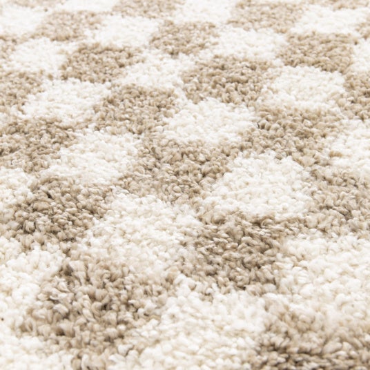 Tapis damier à poils longs - Colorama - Beige rétro - 80 x 150 cm - 3