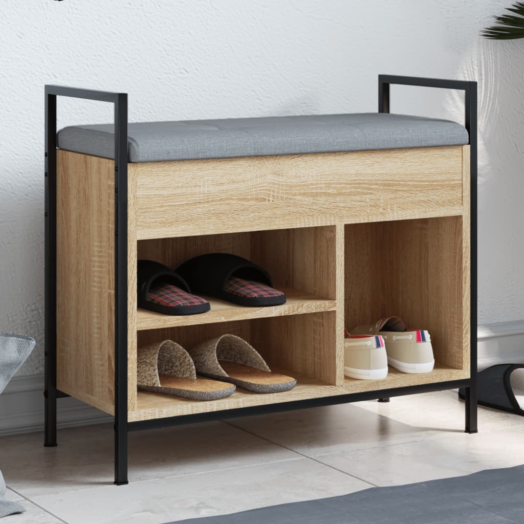 HOMCOM Panca porta scarpe Panca da ingresso con ripiano e vano nascosto con coperchio a cerniera - legno dim. 84L x 39,5L x 61H cm rovere e nero