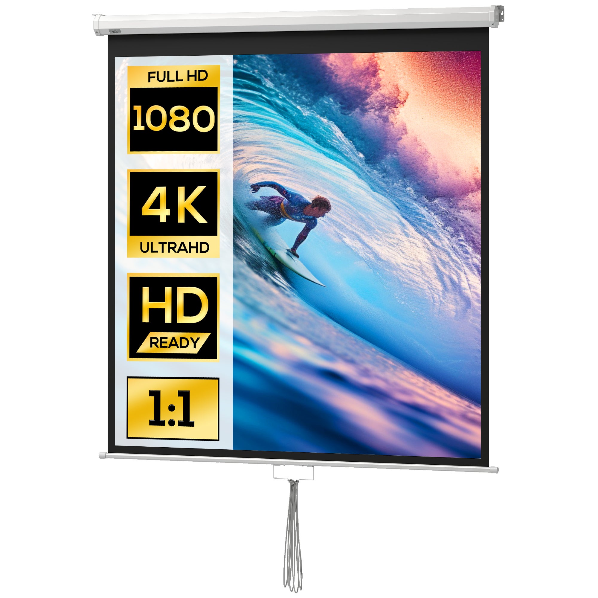 Écran de projection TV et Home Cinema de 85 Pouces vidéo projecteur 1:1 ...