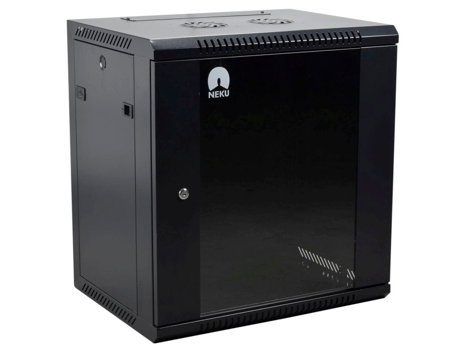 NEKU Szafa wisząca RACK 19" 15U 600mm rackowa szklane drzwi CZARNA BOX